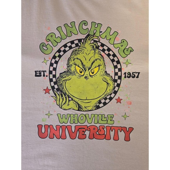 Grinchmas‎ Whoville University Christmas Graphic T-Shirt unisex Large Gildan - Picture 5 of 9